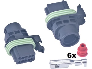 6-polige brandstofpompconnector met draadafdichtingen en aansluitingen