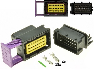 24 voudige ECU CDI ECM motorfiets stekker aansluiting set zwart - mannetje vrouwtje compleet