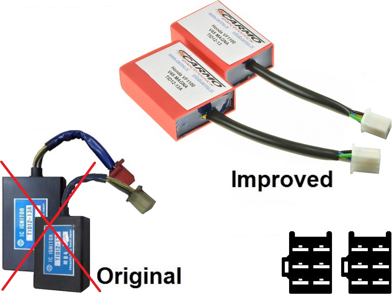 Honda VF1000 VF1000F VF1000R Interceptor SC15 CDI unit ECU ontsteking (AKBZ29, MB4, MB6, TID12-13-17-23) 2x