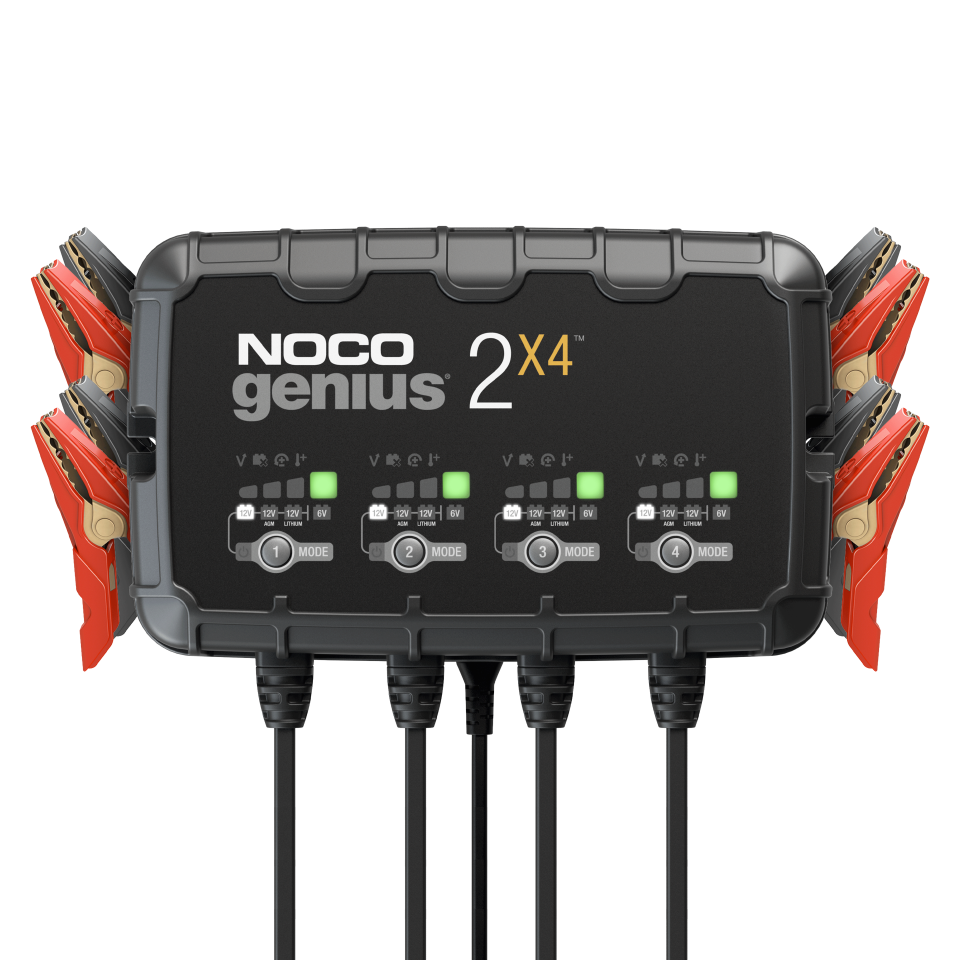 Noco Genius 2x4 - quadruple 6V/12V Chargeur de batterie Chargeur d'entretien (convient également aux batteries au lithium-ion)