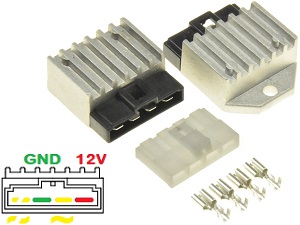 Shindengen SH653-12, SH635-12, SH610-12, SH636A-12, SH580-12 Voltage reg ulator rectifier + counter plug complete