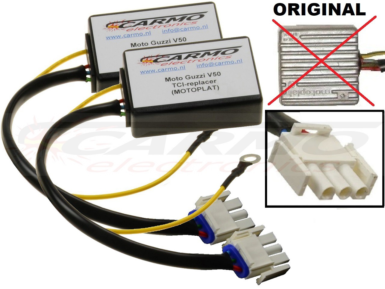 Motoplat Moto Guzzi V50 Nato CDI unit ECU ontsteking (2X) - MotoPlat 9635105 - Klik op de afbeelding om het venster te sluiten