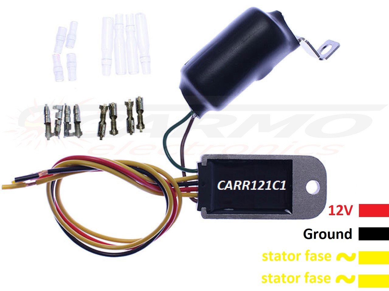 CARR121C1 - 2 fase spanningsregelaar gelijkrichter met condensator, geen accu nodig - voor led-verlichting - Klik op de afbeelding om het venster te sluiten