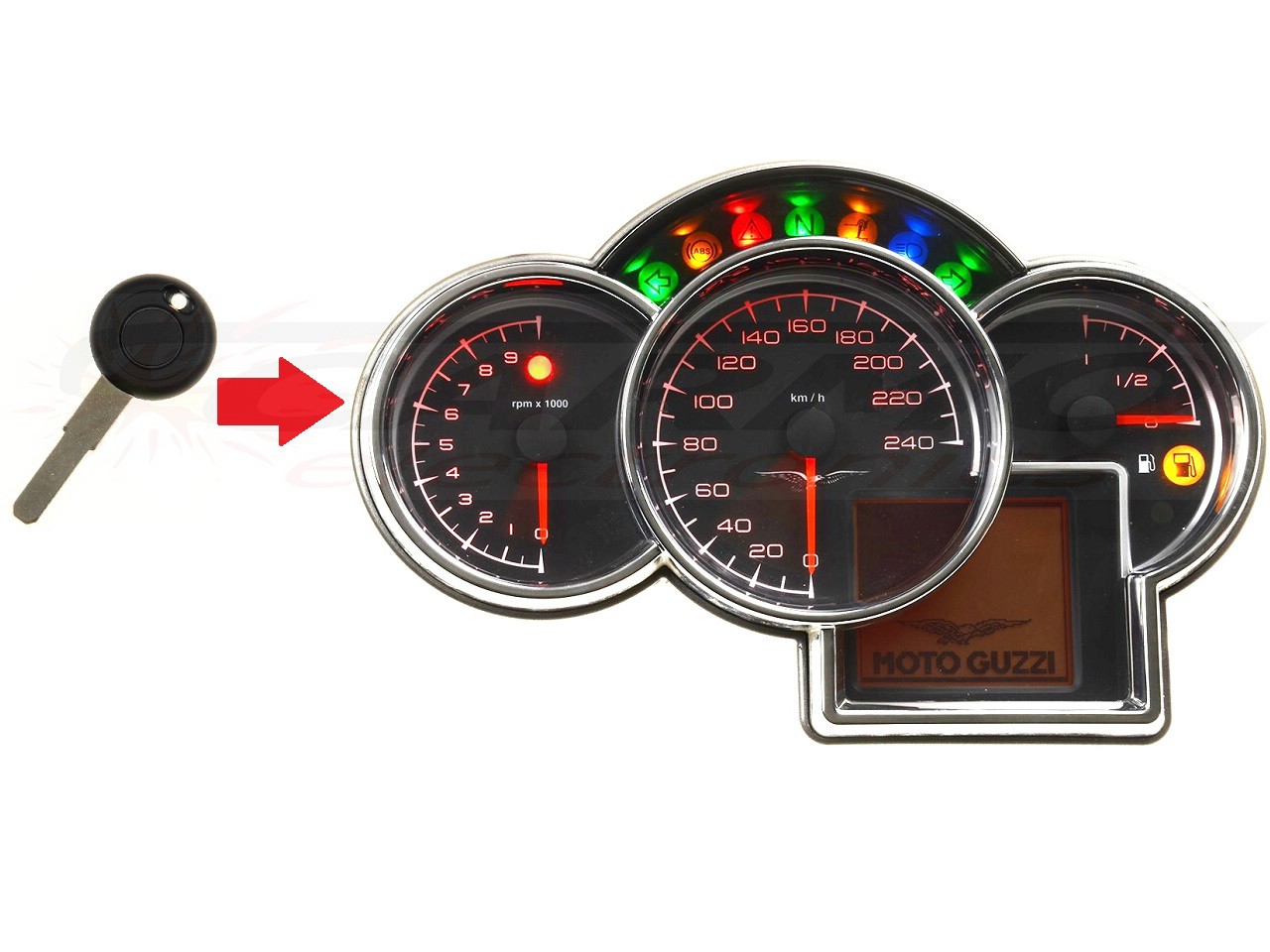 Moto Guzzi 1x transponder key programmeren → telerunit - Klik op de afbeelding om het venster te sluiten