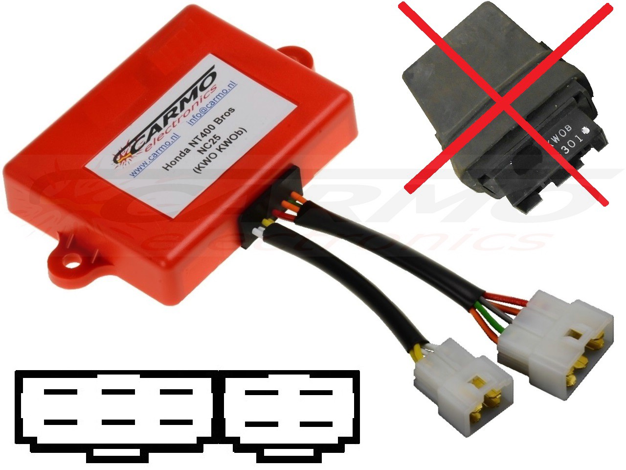 Honda NT400 NTV600 NTV650 Bros Hawk Revere CDI unit ECU ontsteking (KW0, KW0b, MS9, 512E1) - Klik op de afbeelding om het venster te sluiten