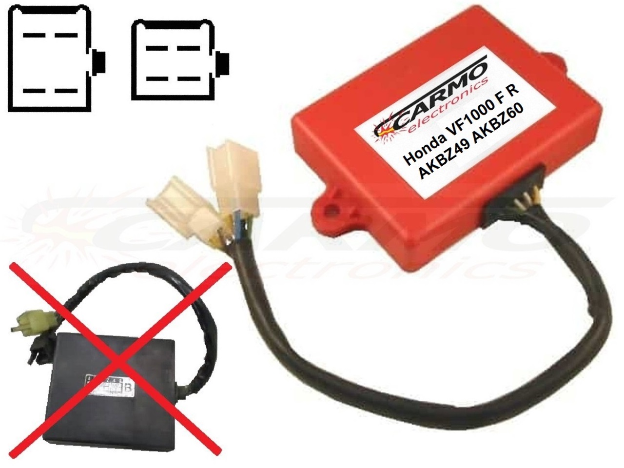 Honda VF1000F VF1000R Bol d'Or Interceptor CDI unit ECU ontsteking (AKBZ49, AKBZ60, 131100-4552, 131100-4790) - Klik op de afbeelding om het venster te sluiten