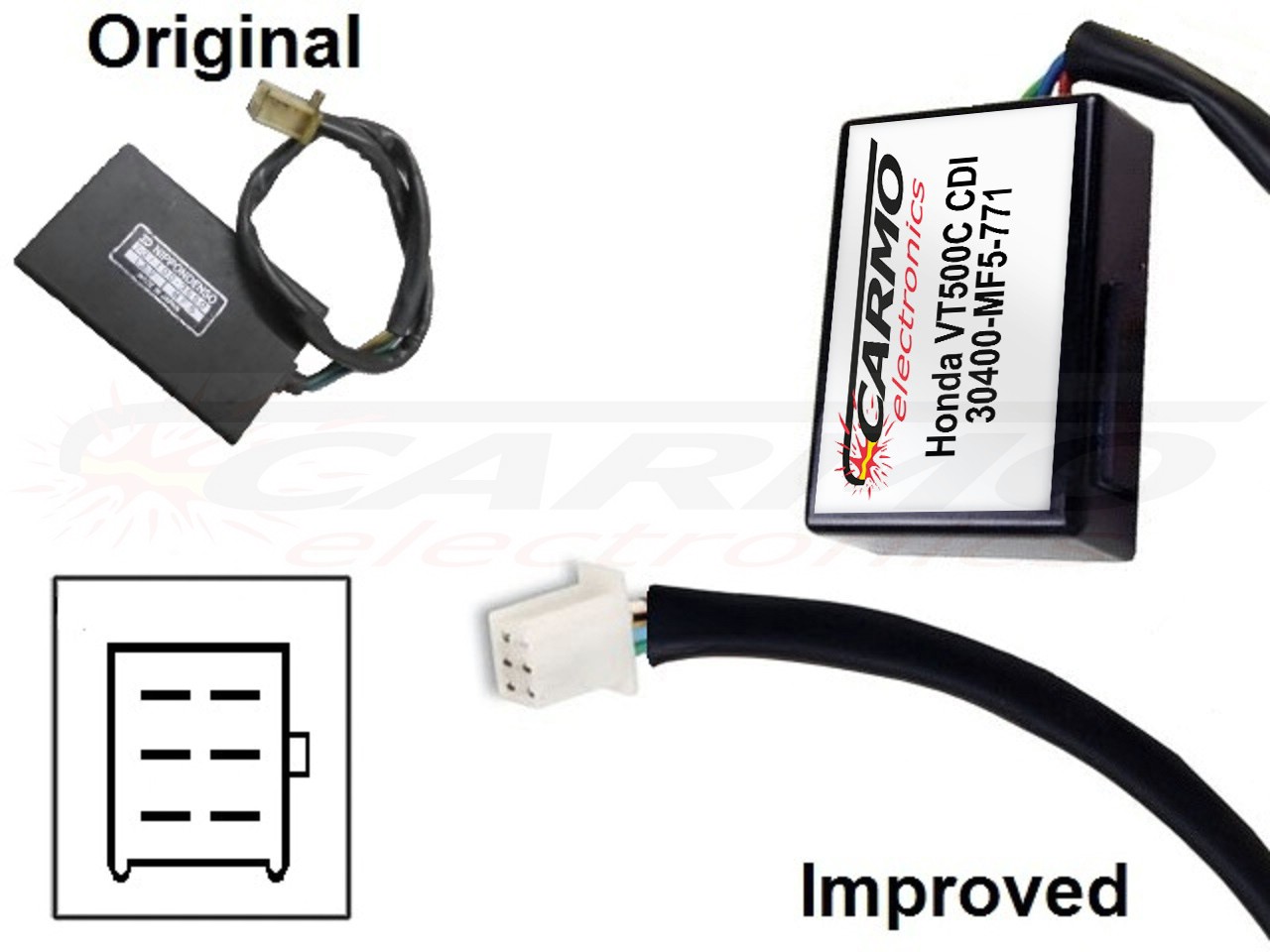 Honda VT500 V30 Shadow TCI CDI unit ECU ontsteking (MF5, 131100-355) - Klik op de afbeelding om het venster te sluiten