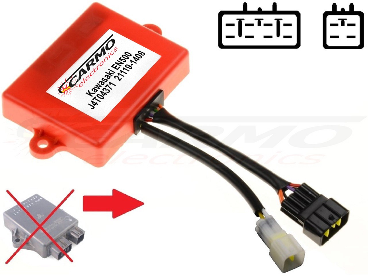 Kawasaki EN500 EX500R Ninja Gpz500s CDI unit ECU ontsteking (21119-1408, J4T04371) - Klik op de afbeelding om het venster te sluiten