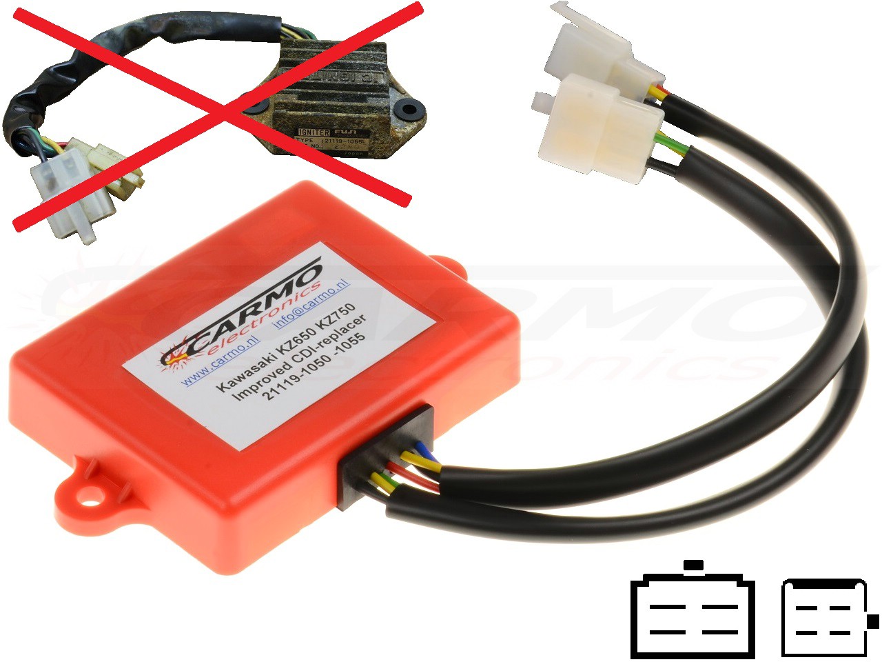 klar virksomhed Pointer Kawasaki KZ650 KZ750 GPz750 improved igniter ignition module TCI CDI Box  21119-1050, 21119-1055 [CARI-KA-KZ650-KZ750-GPZ750-21119-1050-1055 Kawasaki  Z CDI] - €245,00 : Carmo Electronics, The place for parts or electronics  for your Motorbike Quad