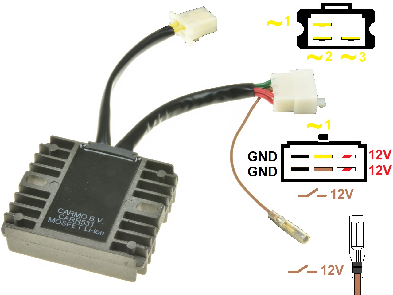 CARR531-Z1300-A4-A5 Kawasaki Z1300 KZ1300 A4 MOSFET Spanningsregelaar gelijkrichter (SH541-12) - Klik op de afbeelding om het venster te sluiten