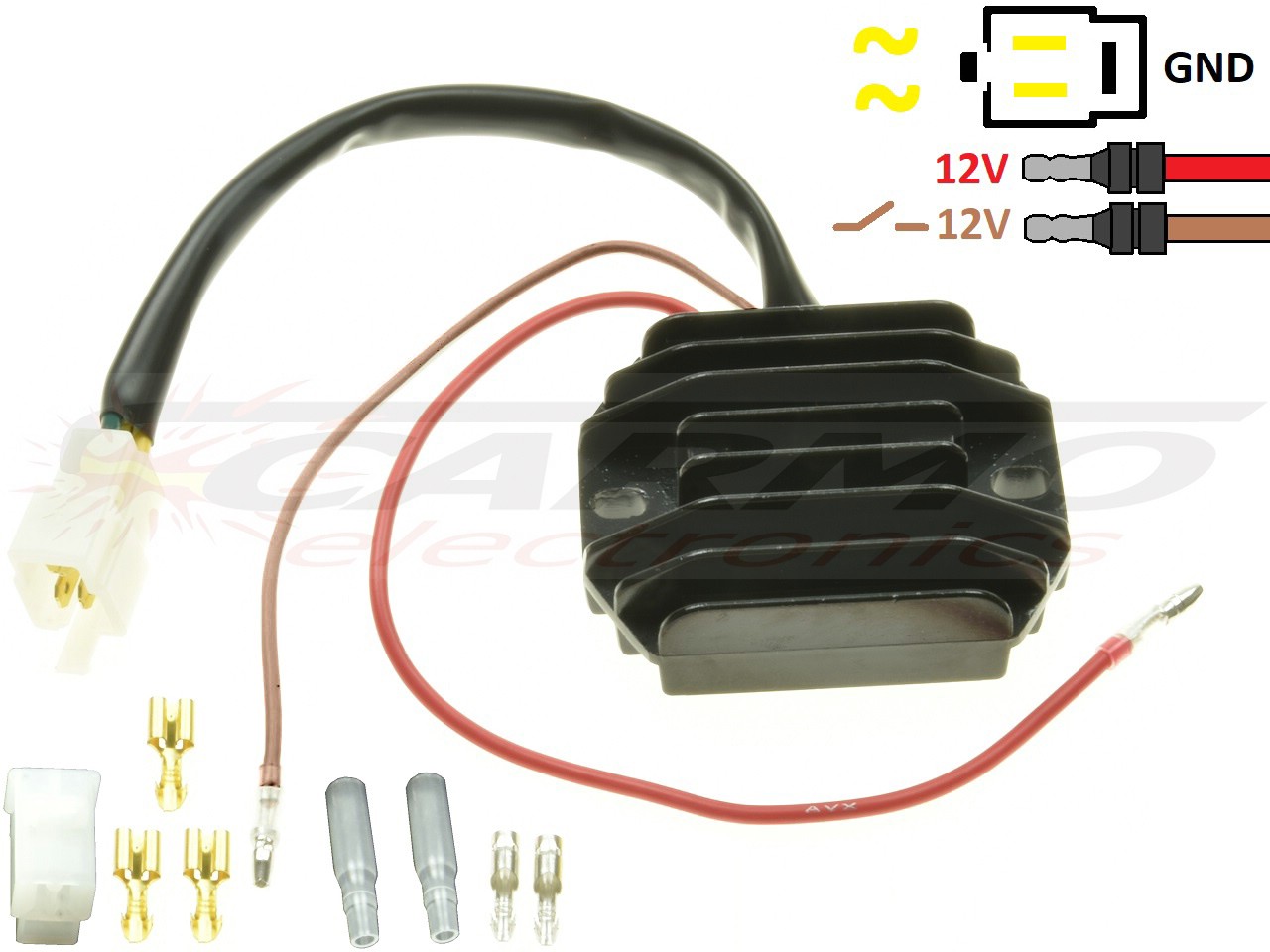 CARR511Z - Kawasaki Z250 Z440 Z650 z750 - 2 fase MOSFET Spanningsregelaar gelijkrichter SH221-12 - Klik op de afbeelding om het venster te sluiten