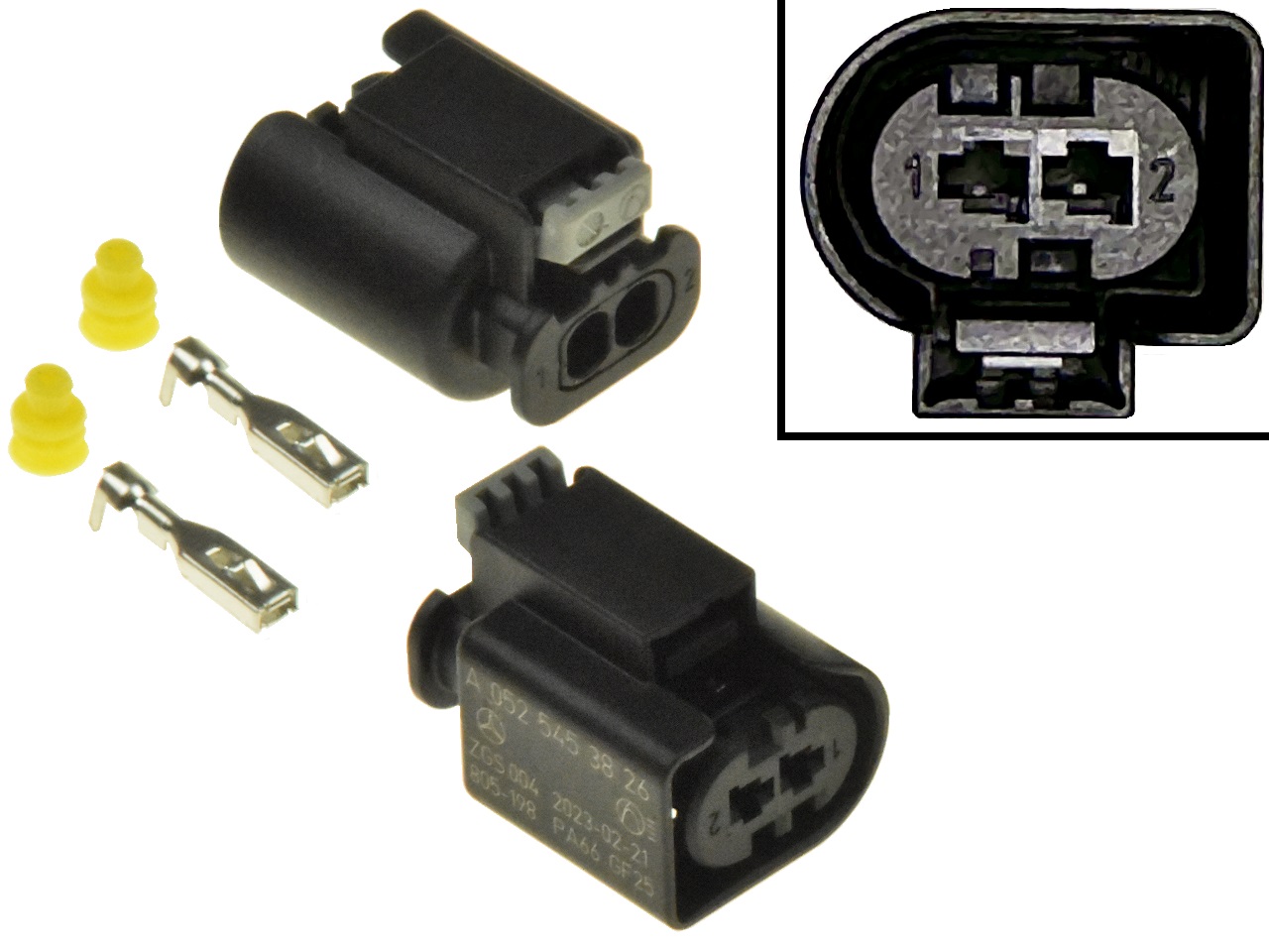 OEM Mercedes-Benz BMW brandstof injector connector stekker 2-polig (0525453826, 7 601 023 - 01, 805-198-541) - Klik op de afbeelding om het venster te sluiten