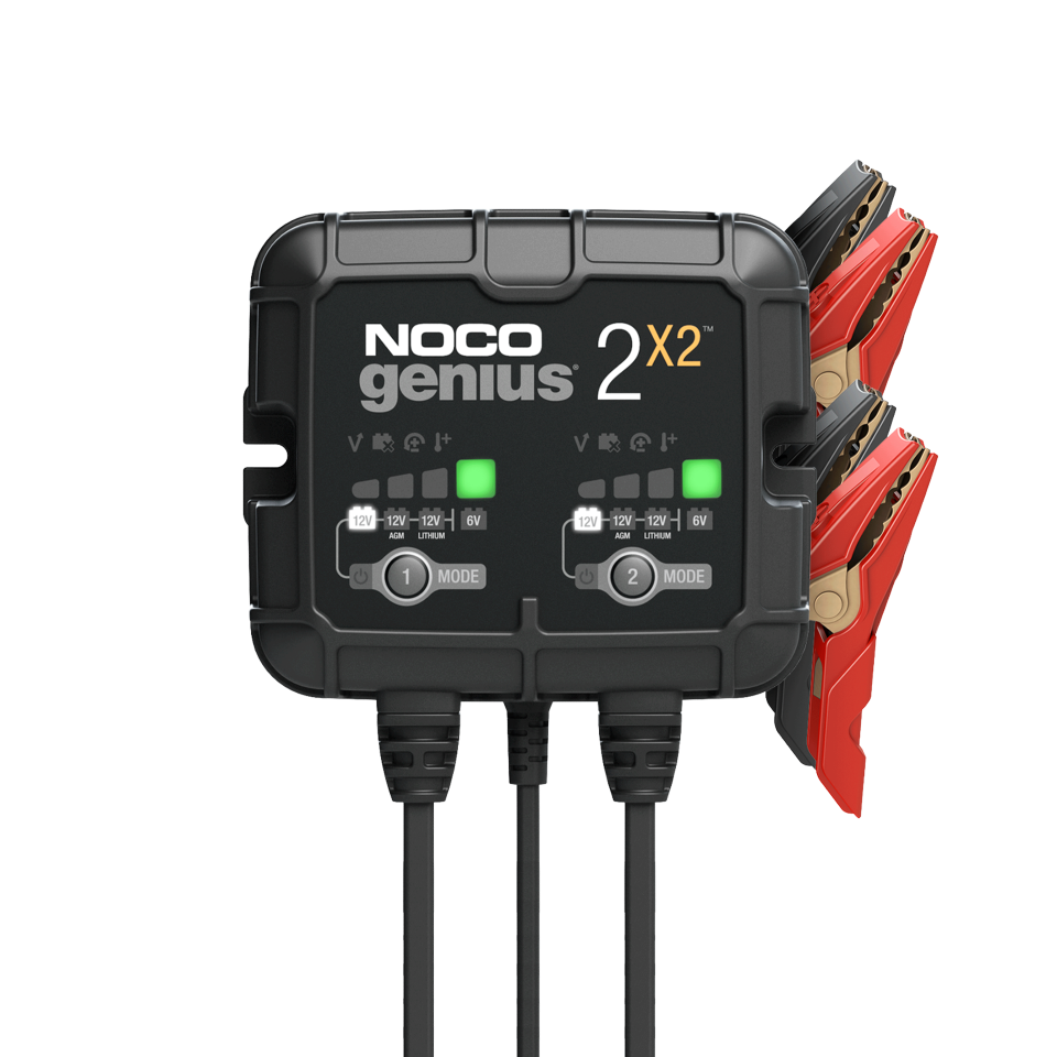 Noco Genius 2x2 - dubbele 6V/12V acculader druppellader (ook geschikt voor Lithium Ion accu's) - Klik op de afbeelding om het venster te sluiten